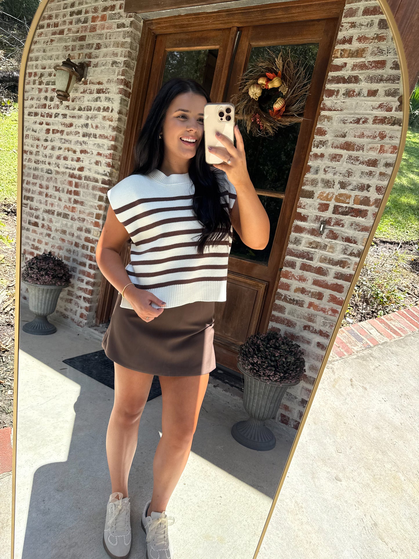 Brown Striped Sweater Vest