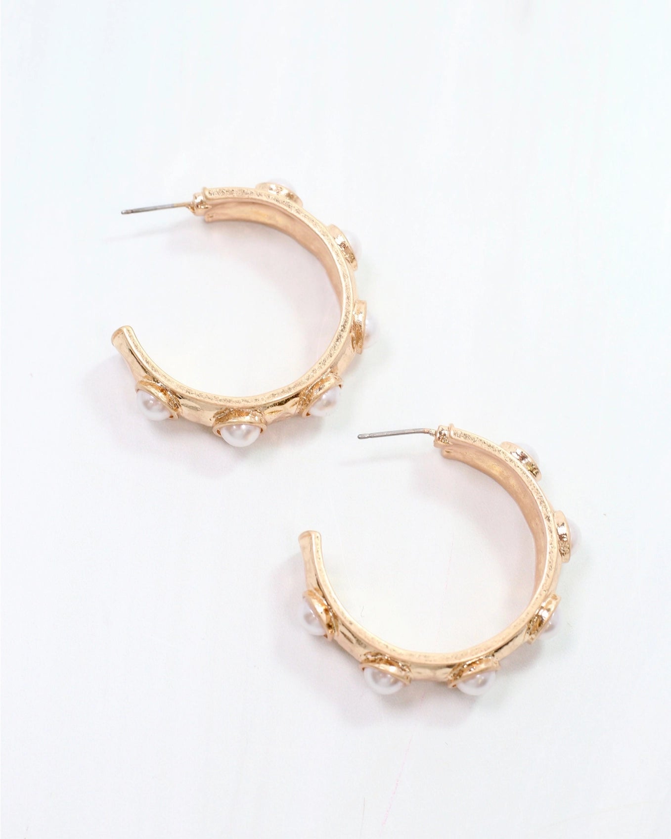 Pearl Hoop Worn Gold