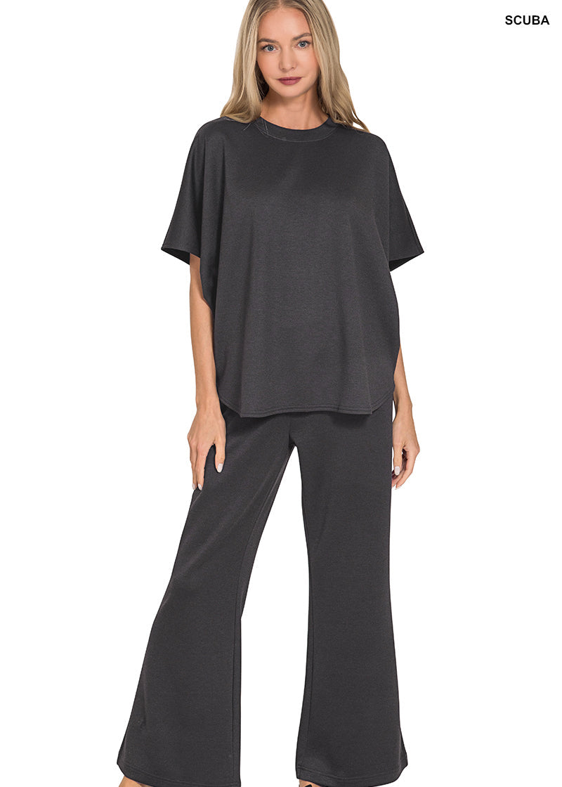 Black Scuba Pant Set