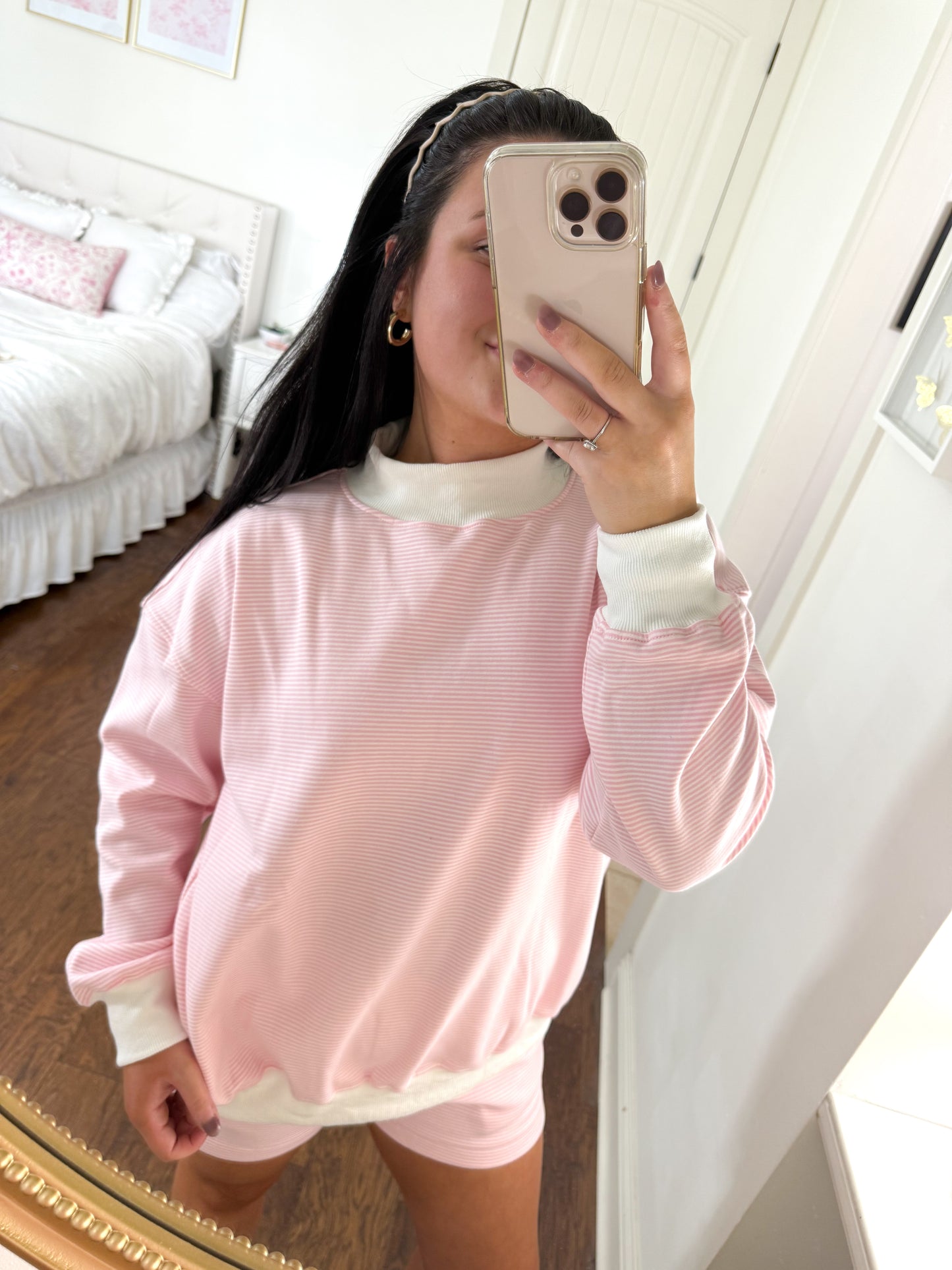 Striped Mock Neck Set