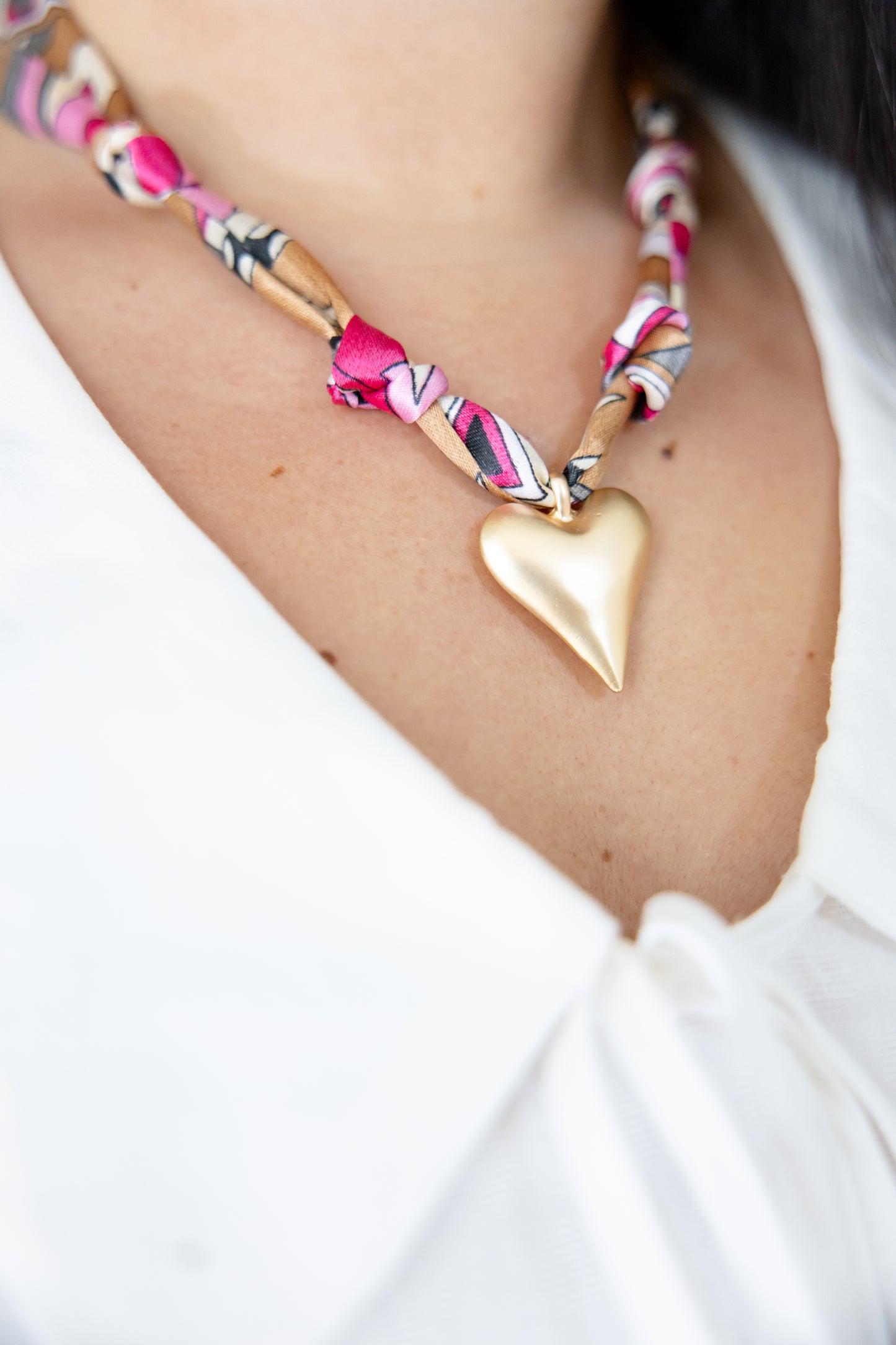 Gold Heart Scarf Necklace