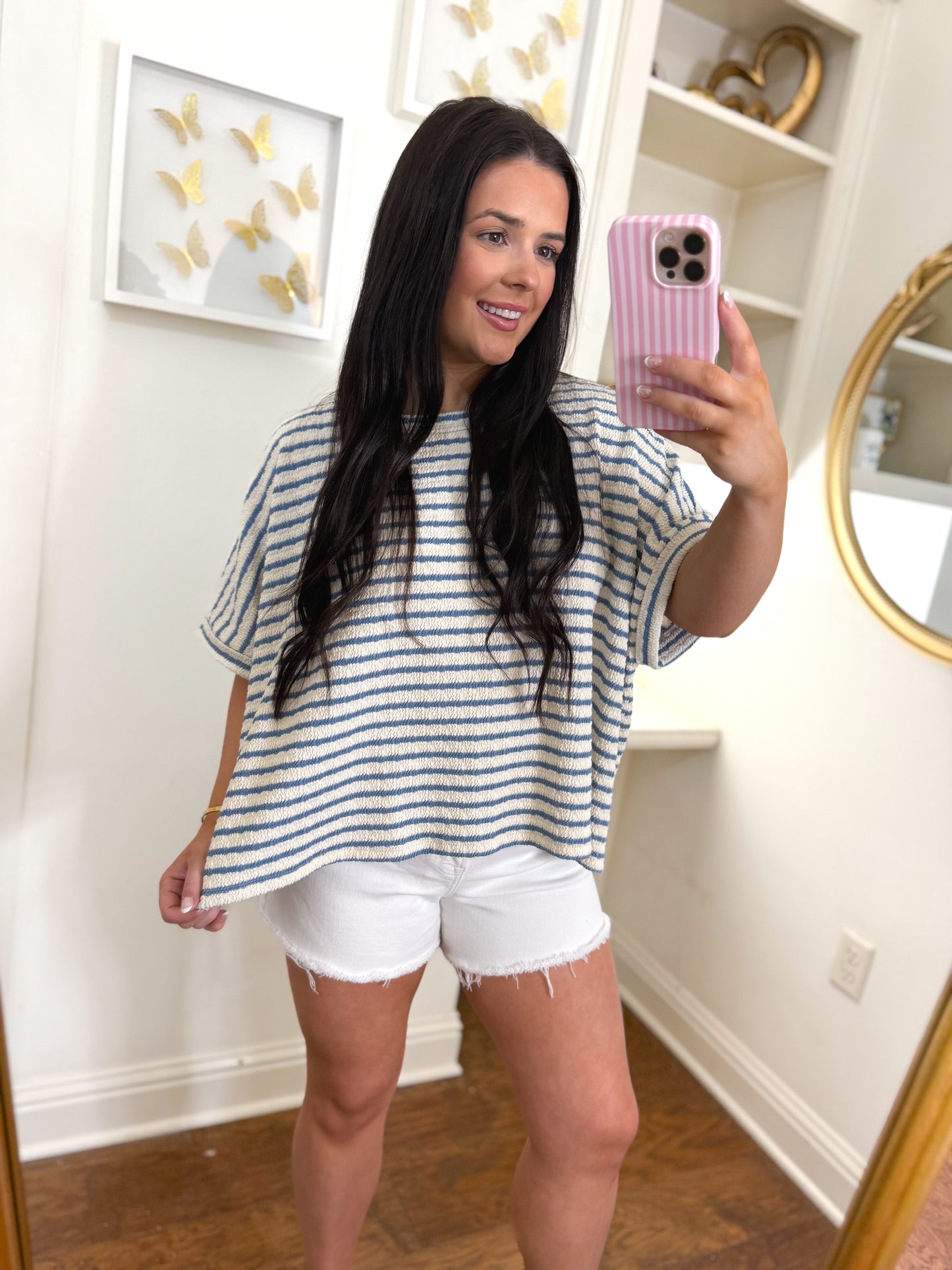 Casual & Comfy Navy Striped Top