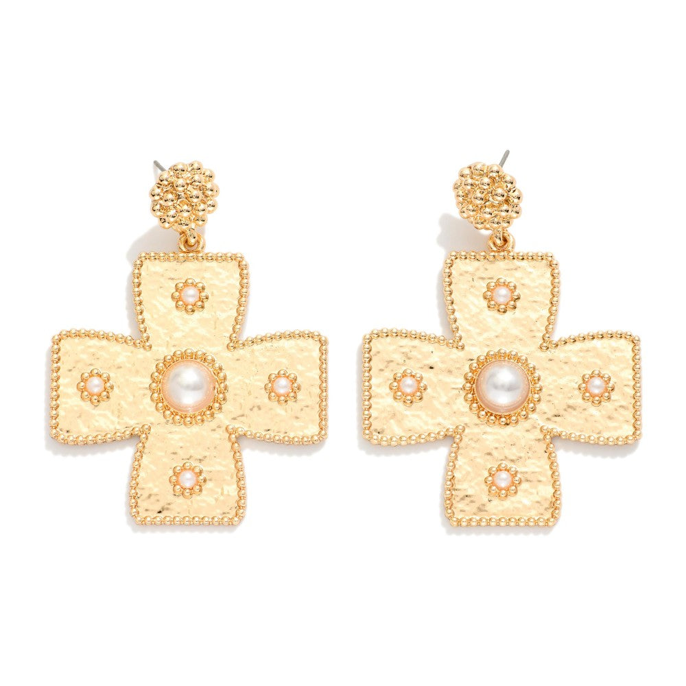 Cross Gold Earrings