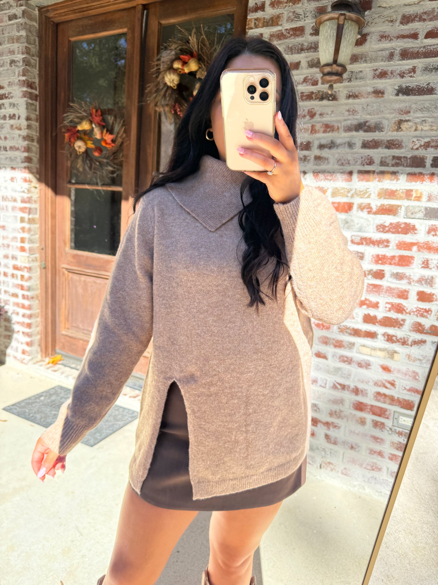Cozy Asymmetric Mock Neck Sweater