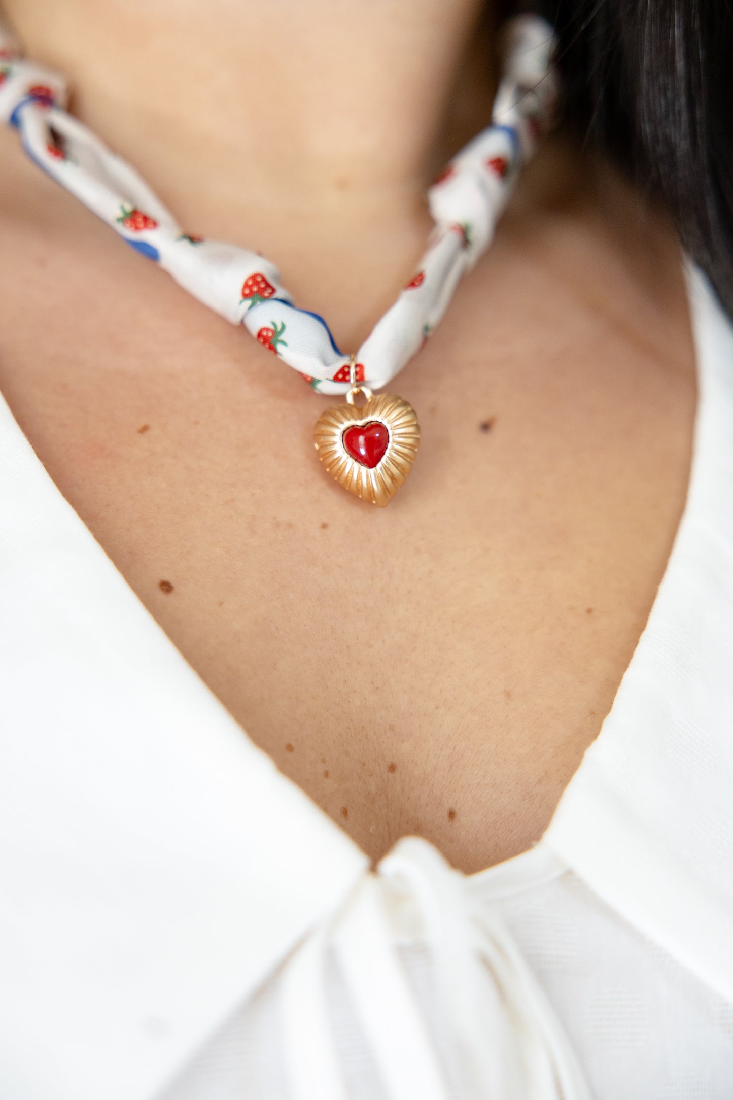 Sweet As Strawberries Scarf Necklace