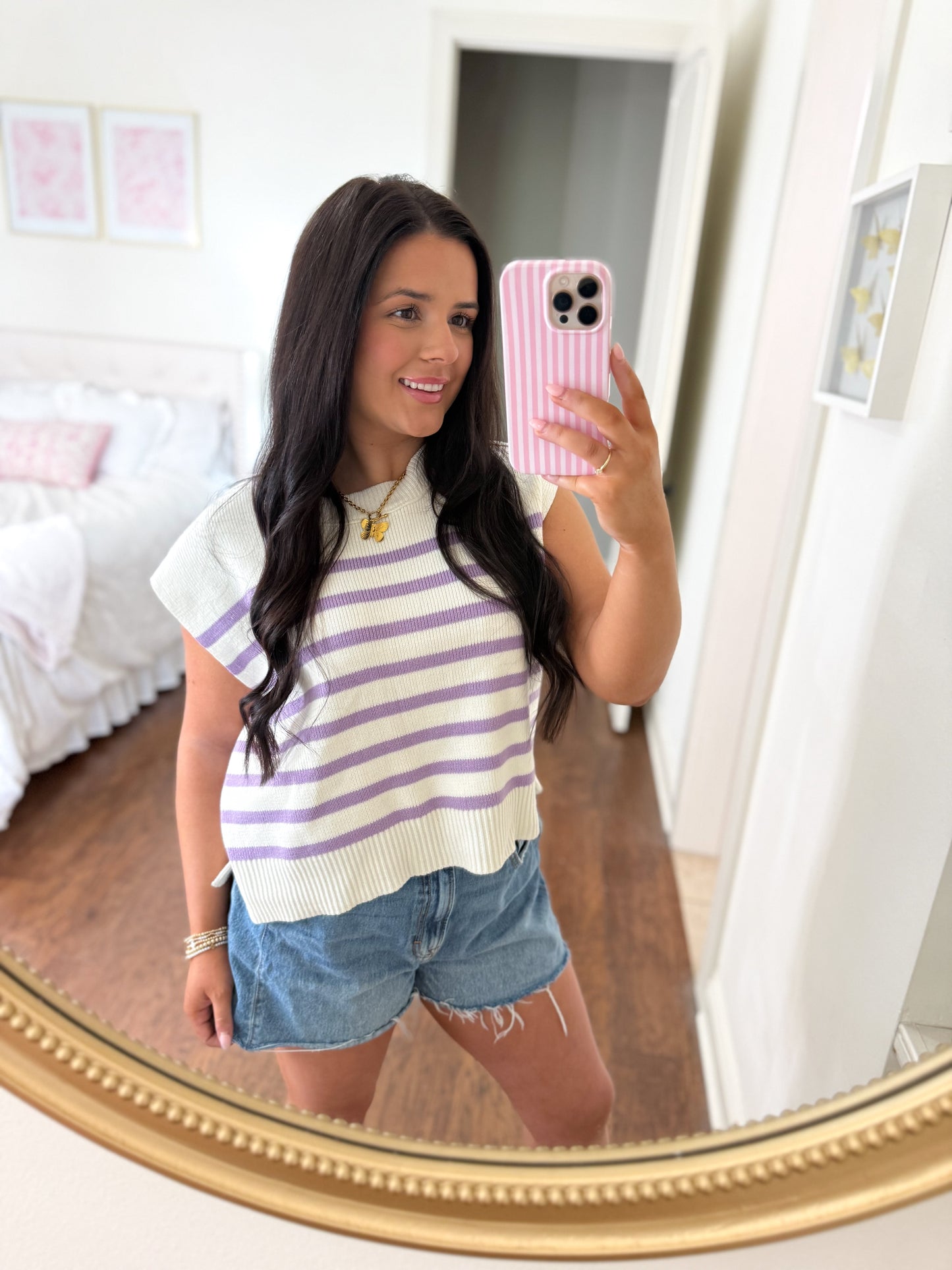Lavender Striped Top