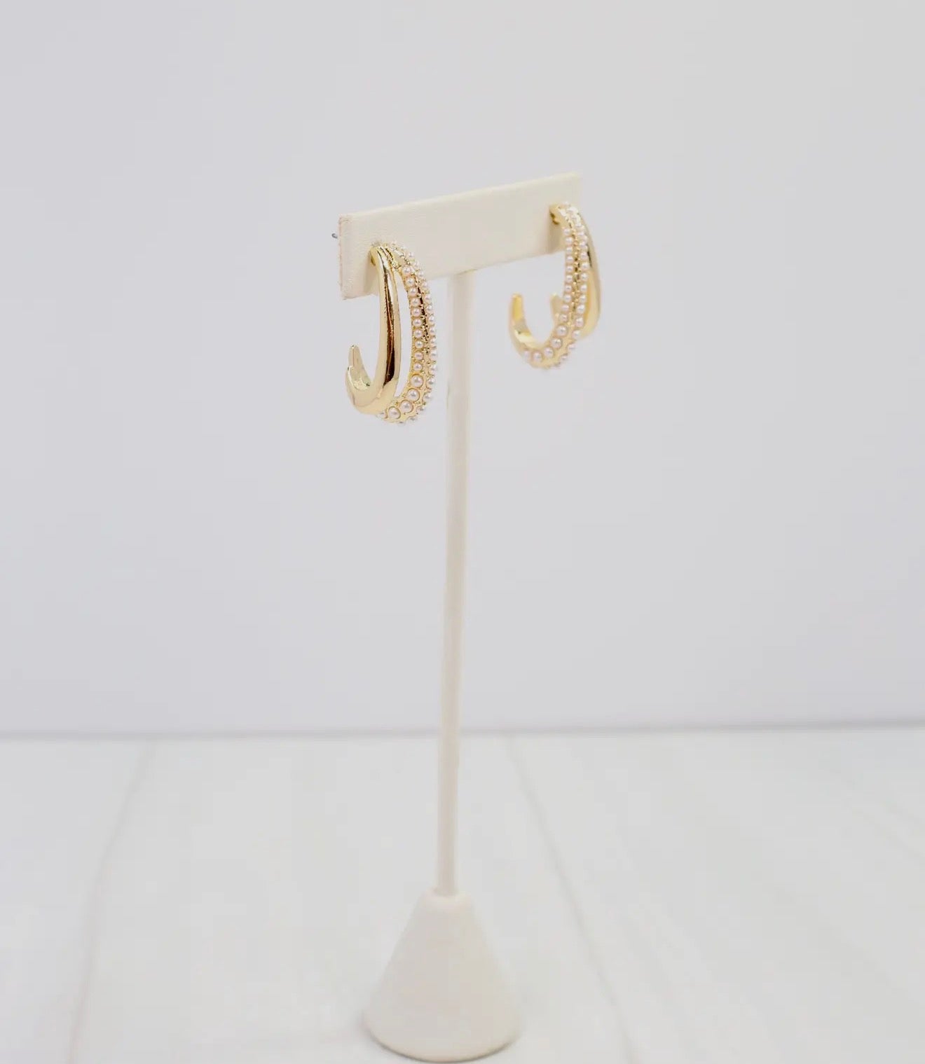Pearl Double Hoop Earrings