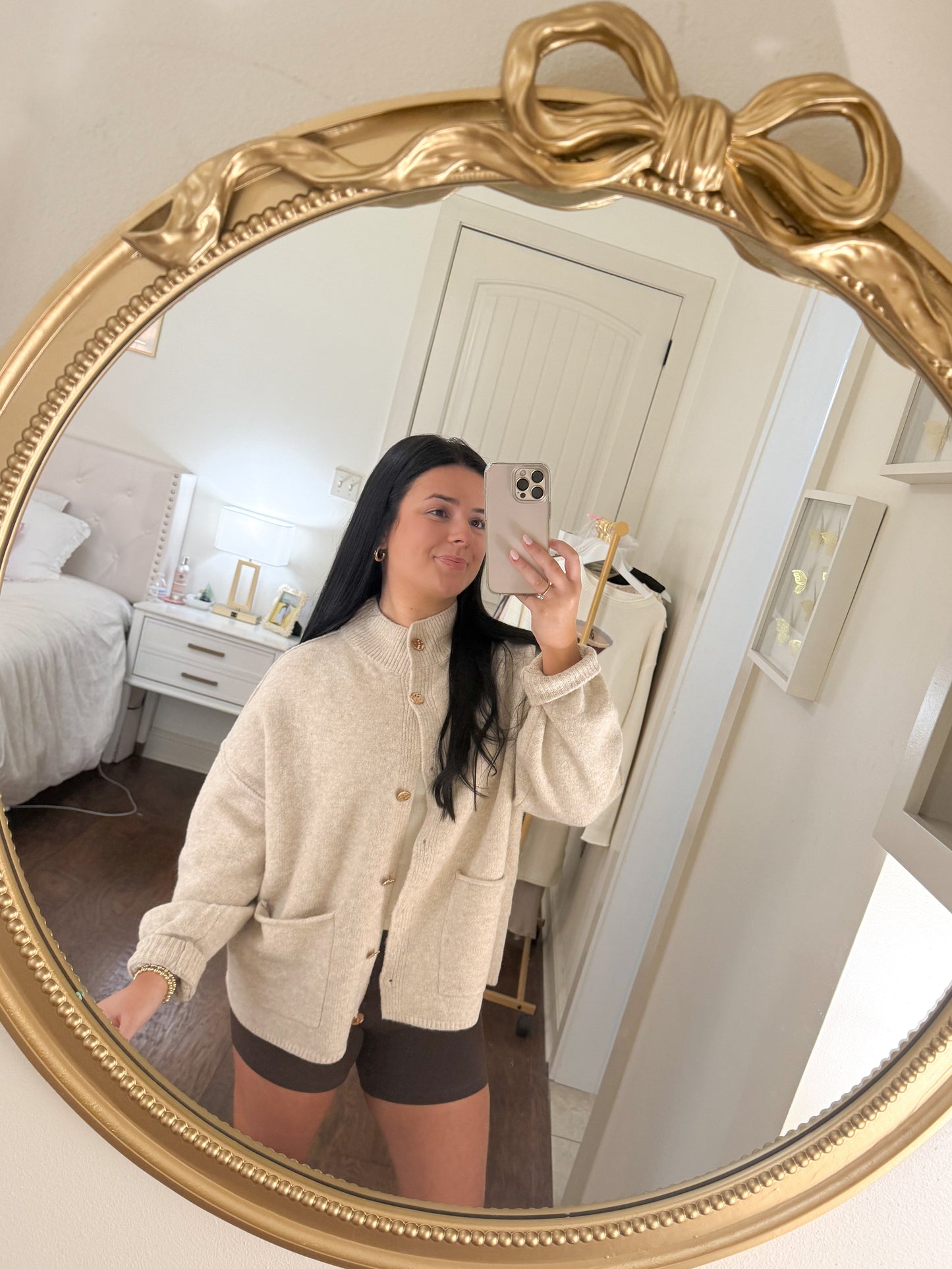 Oatmeal Gold Button Cardigan