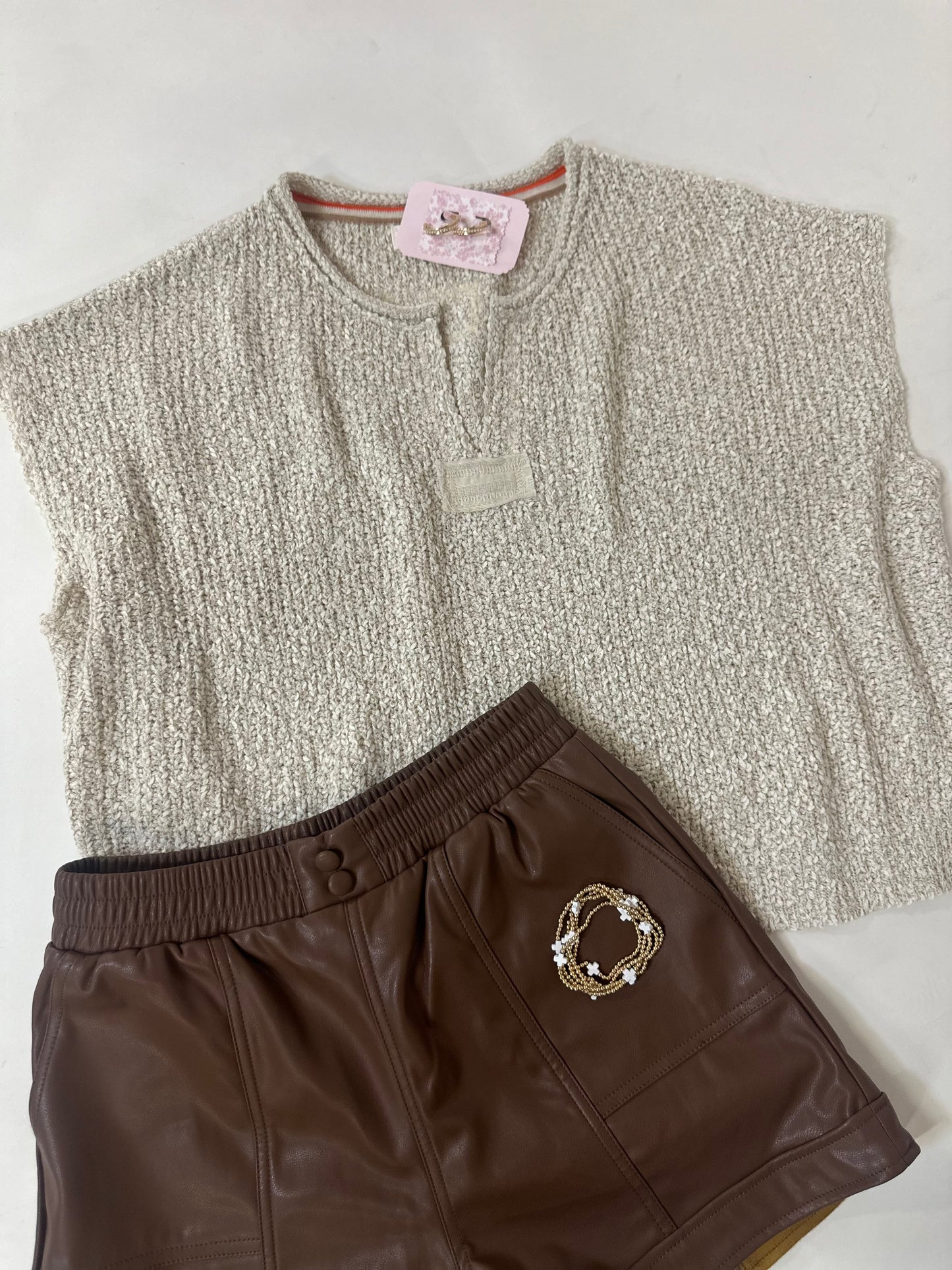Patch Split Neck Top