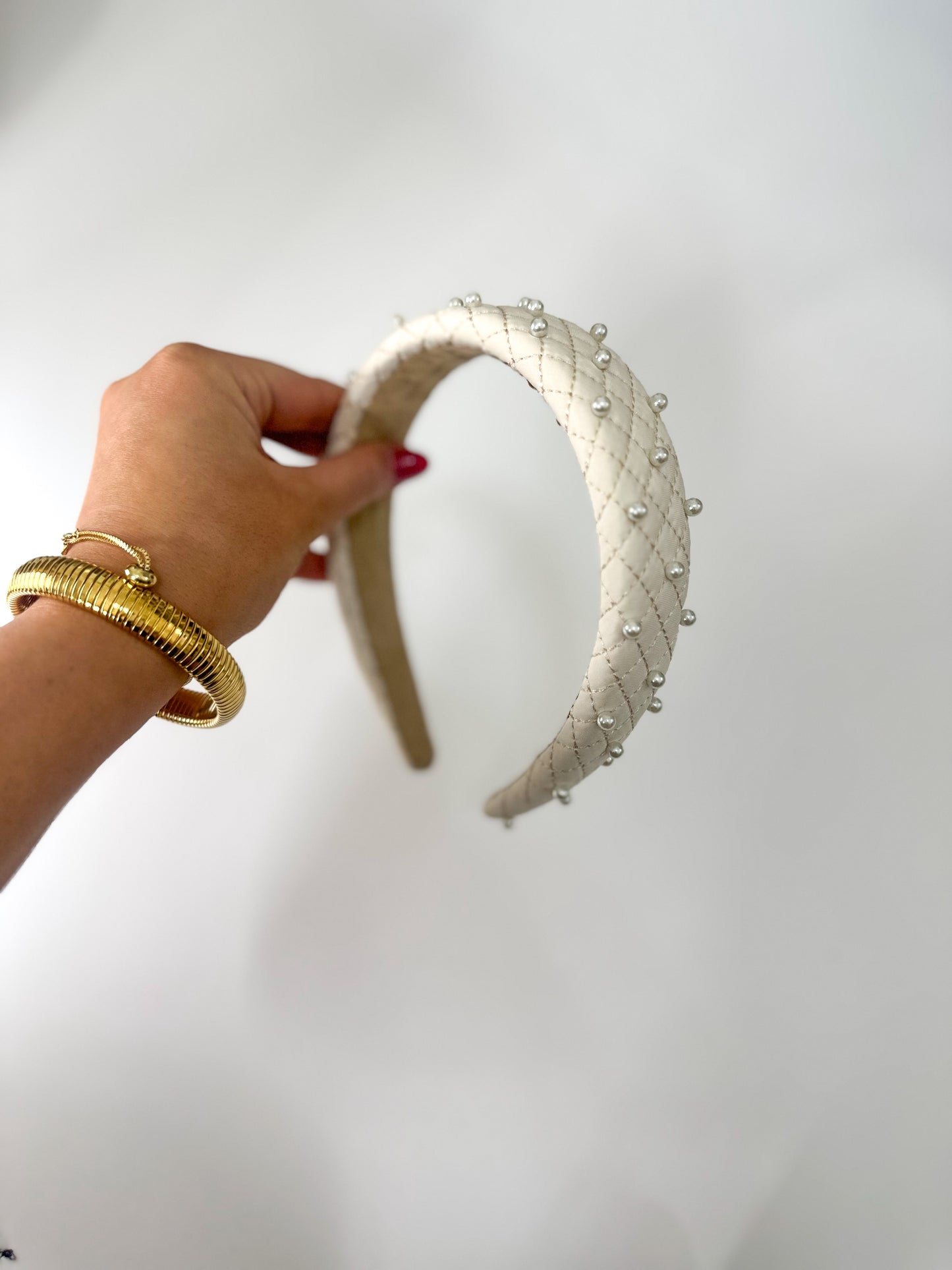 Quilted Elegance Pearl Headband