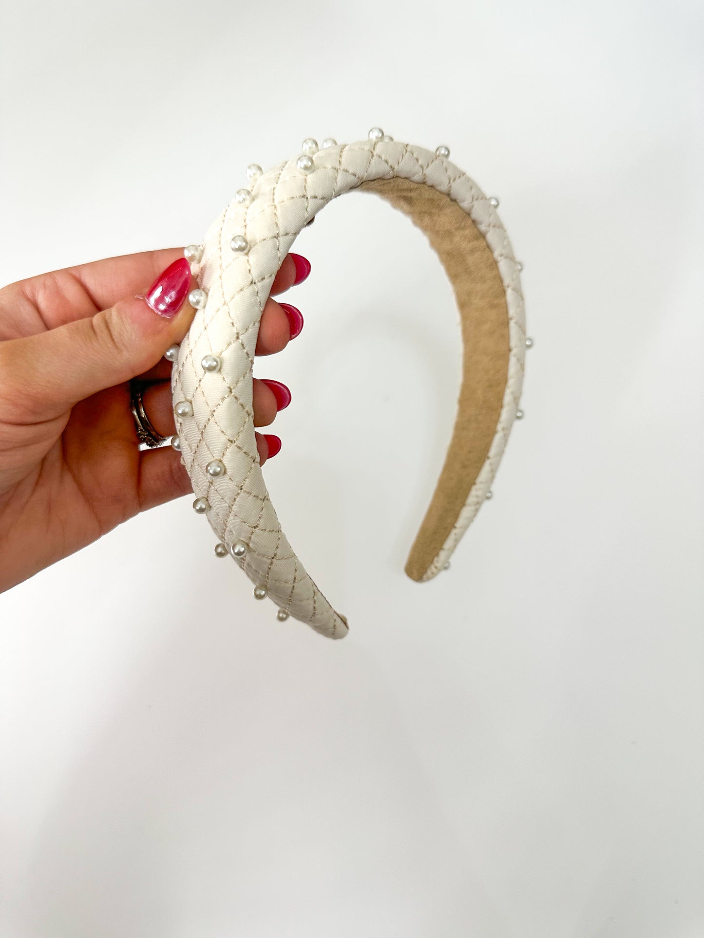Quilted Elegance Pearl Headband