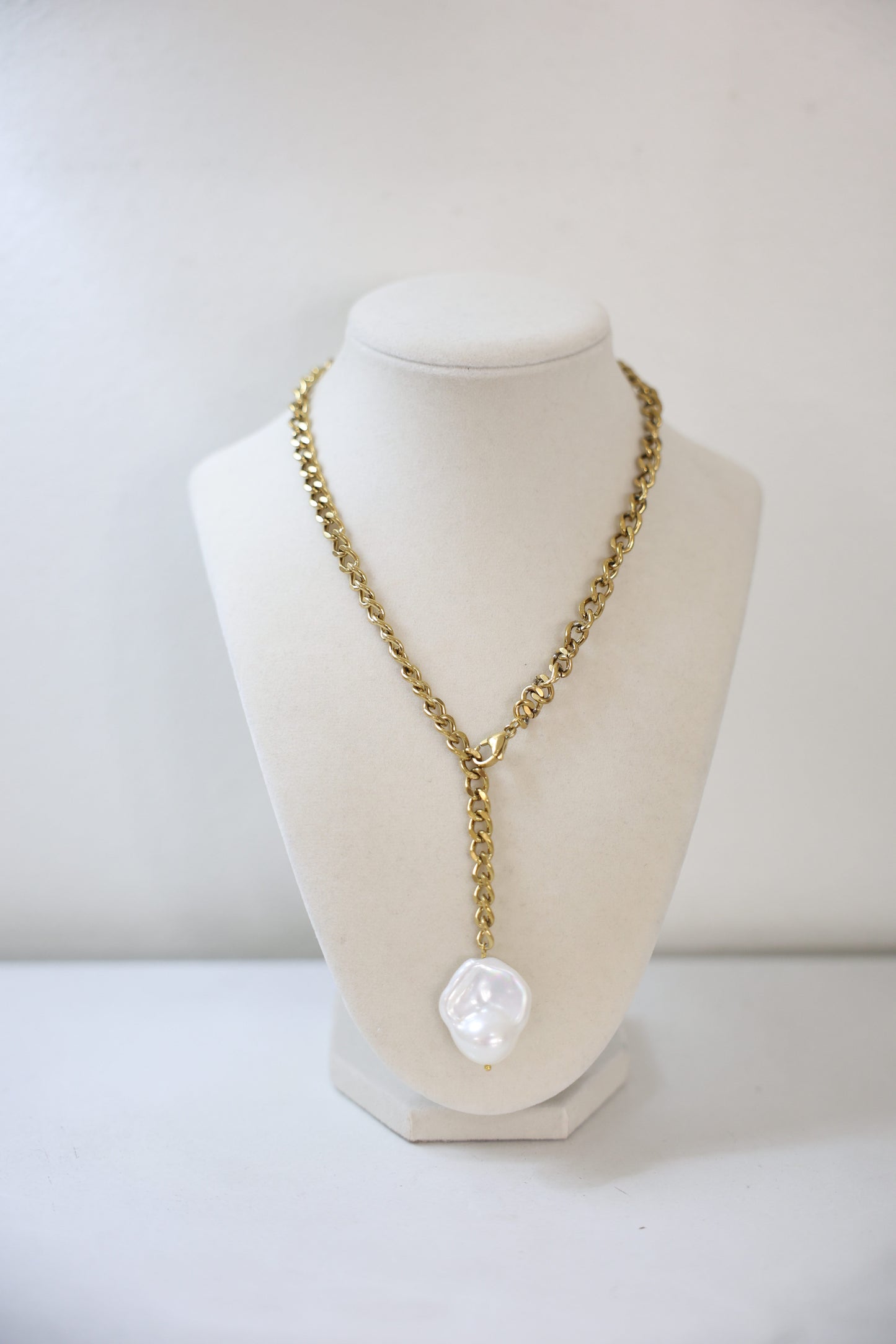 Gold Pearl Drop Necklace