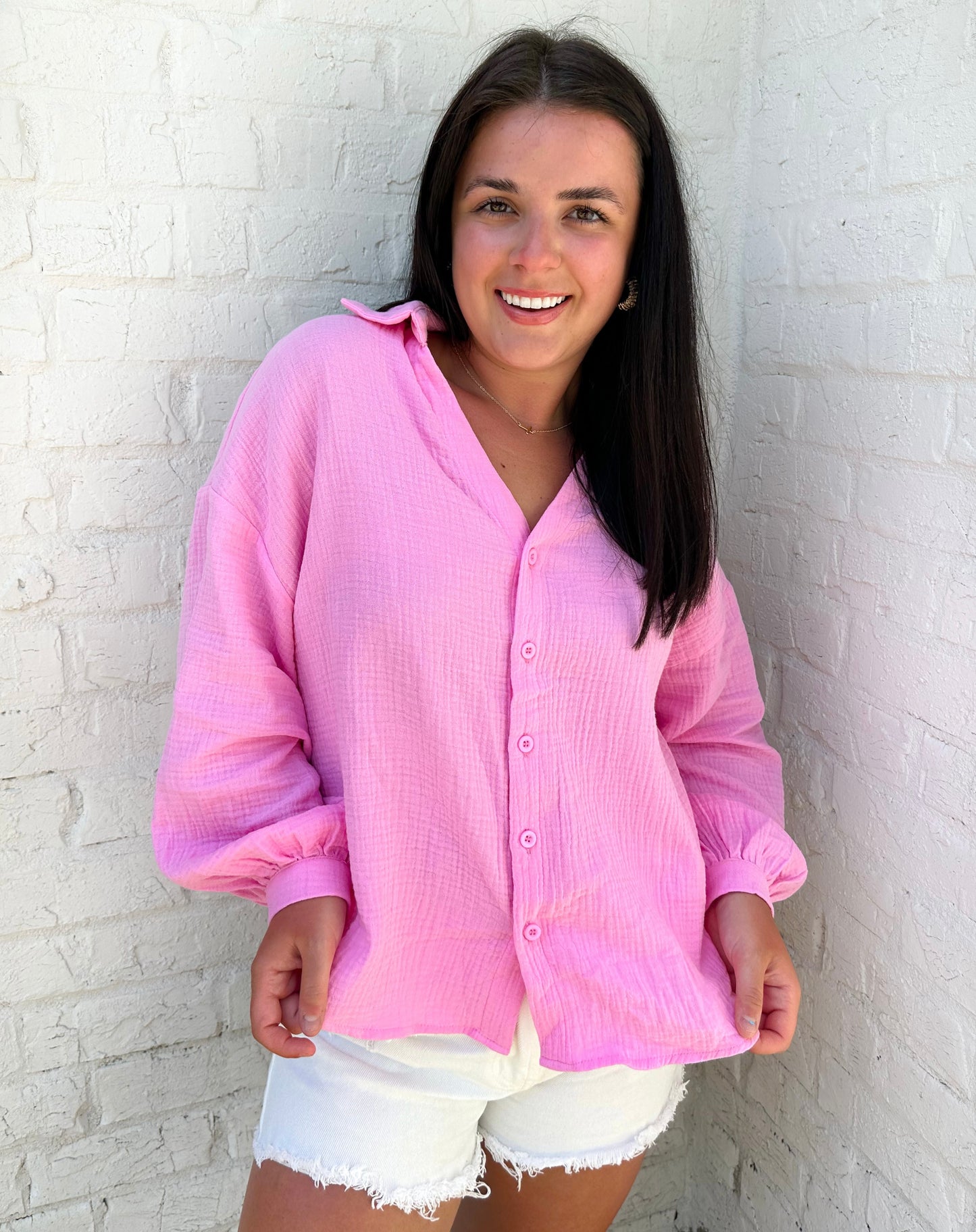 Vibrant Pink Balloon Sleeve Top