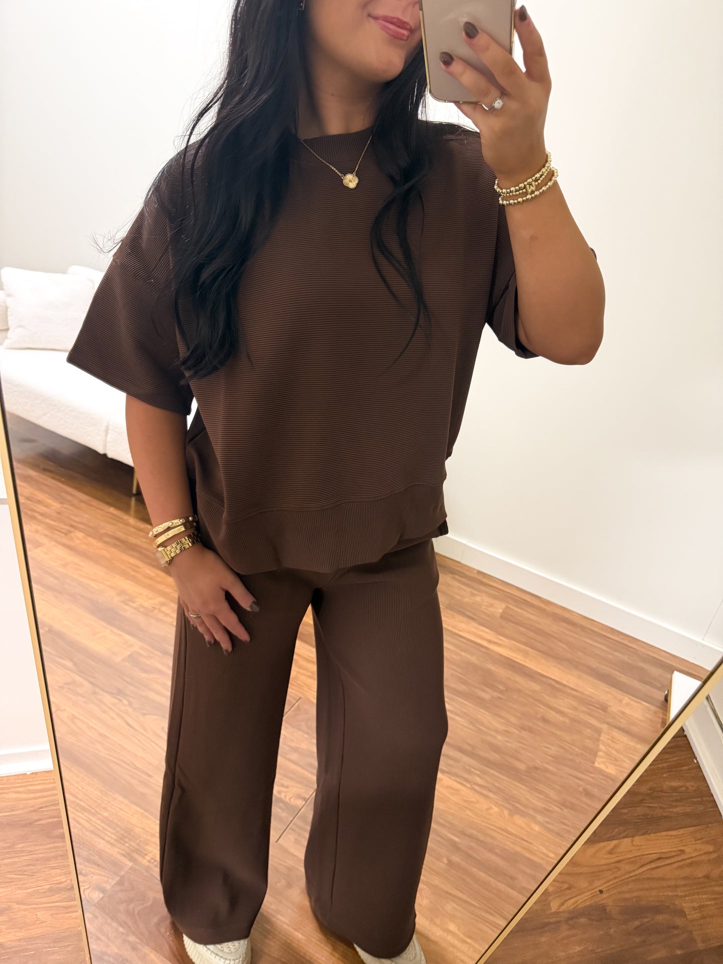 Espresso Ribbed Pant Set