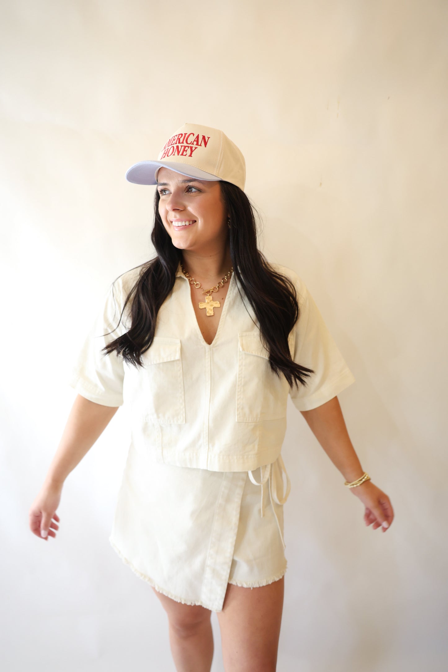 Cream Denim Top