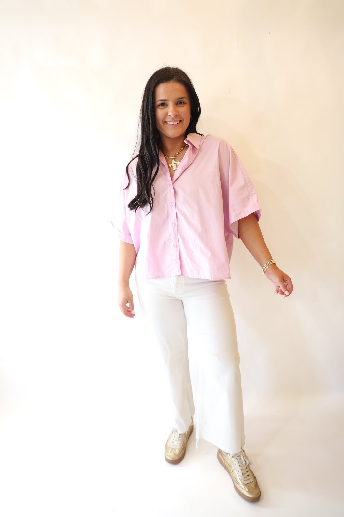 Button Down Oversized Lavender Top