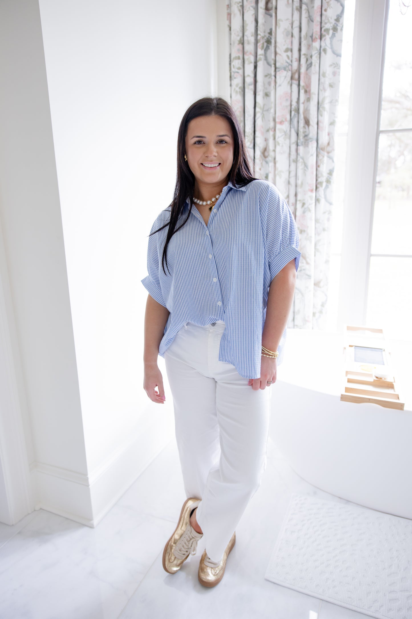Coastal Blue Striped Blouse