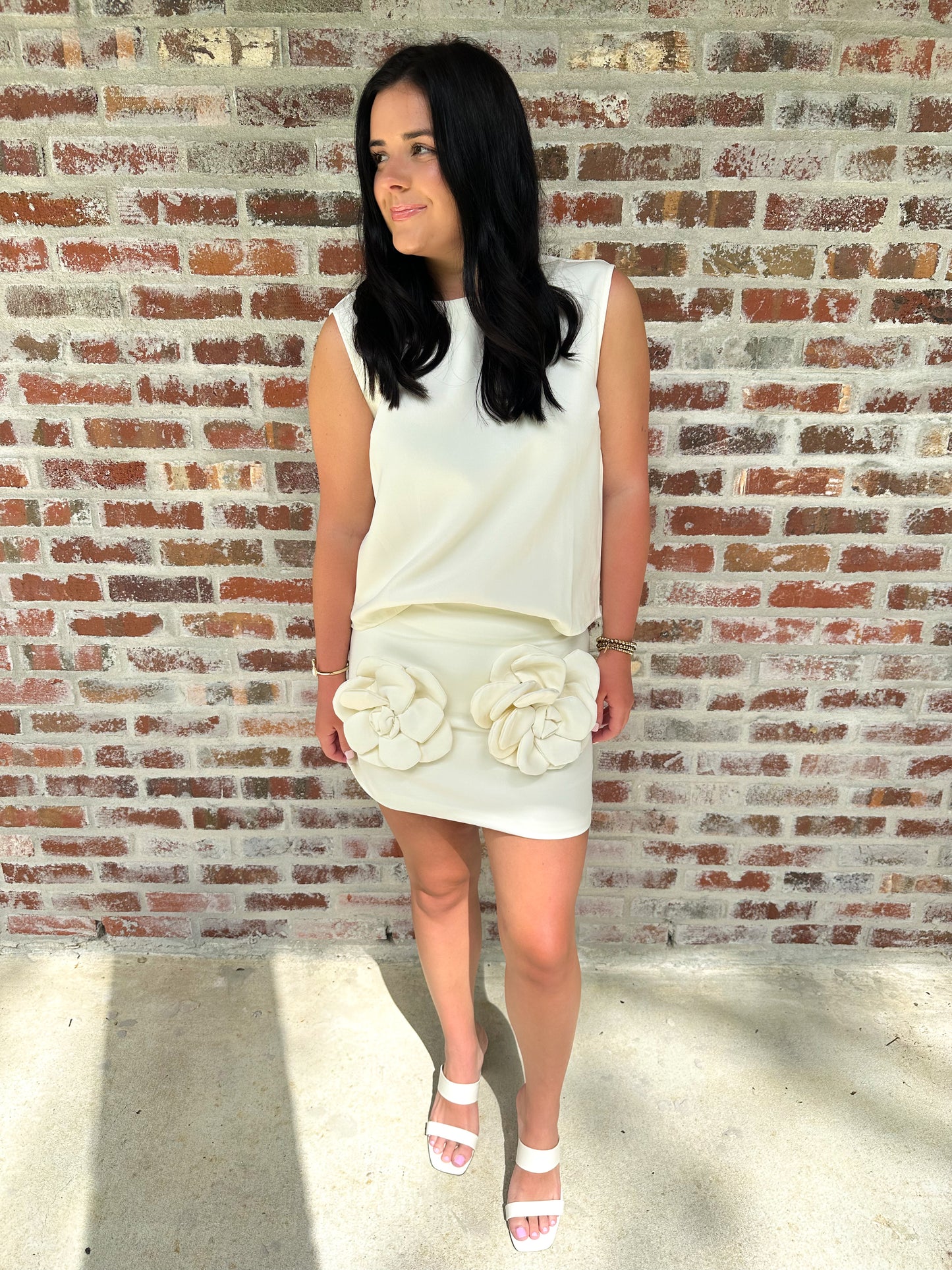 Ivory Flower Skirt Set