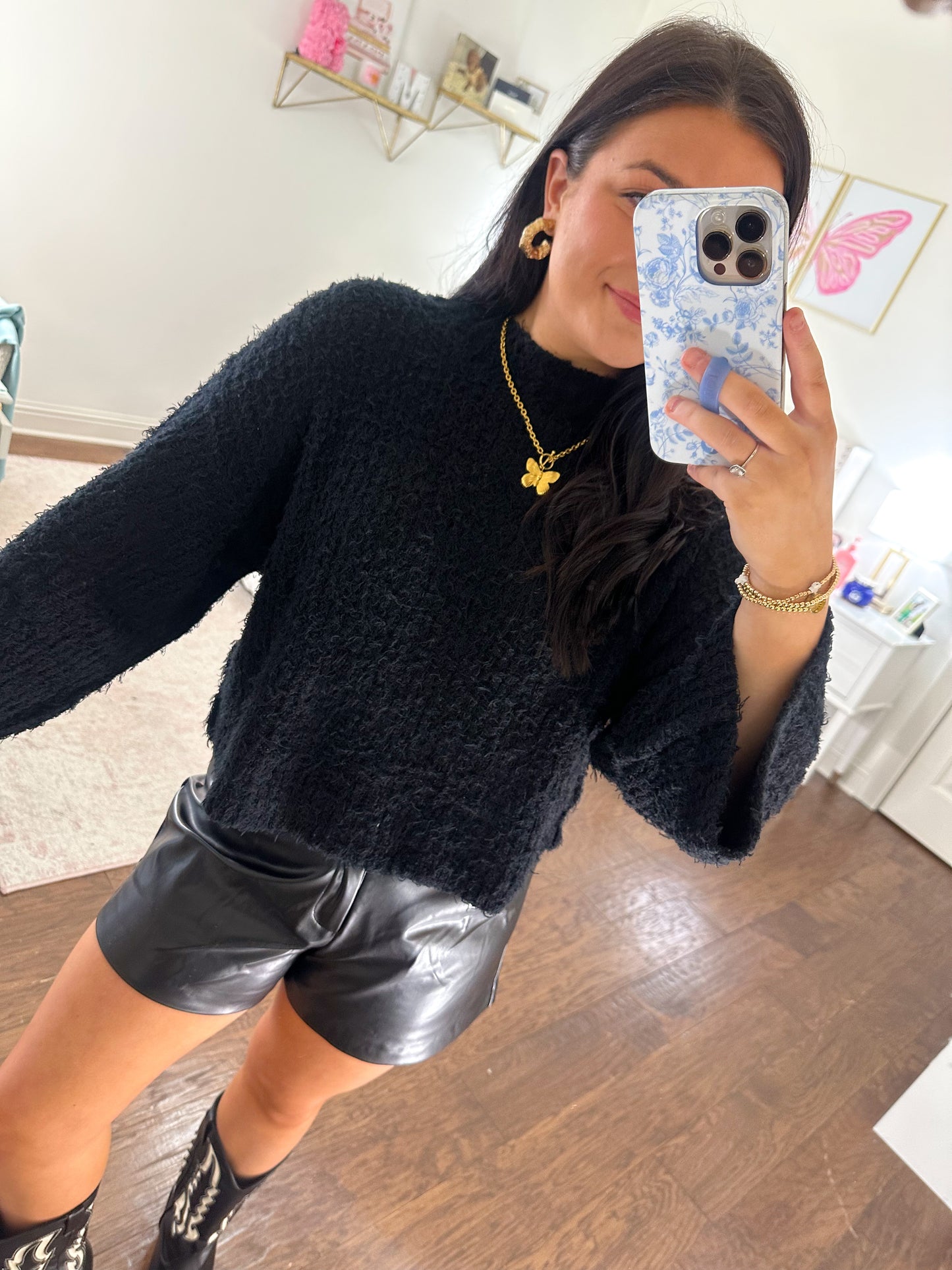 Mock-Neck Knit Sweater