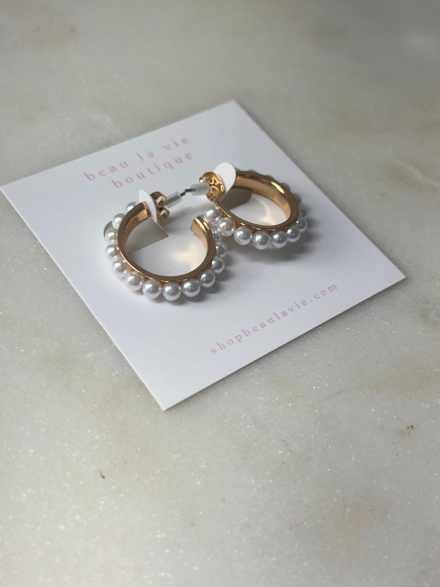 Pearly Gold Hoops
