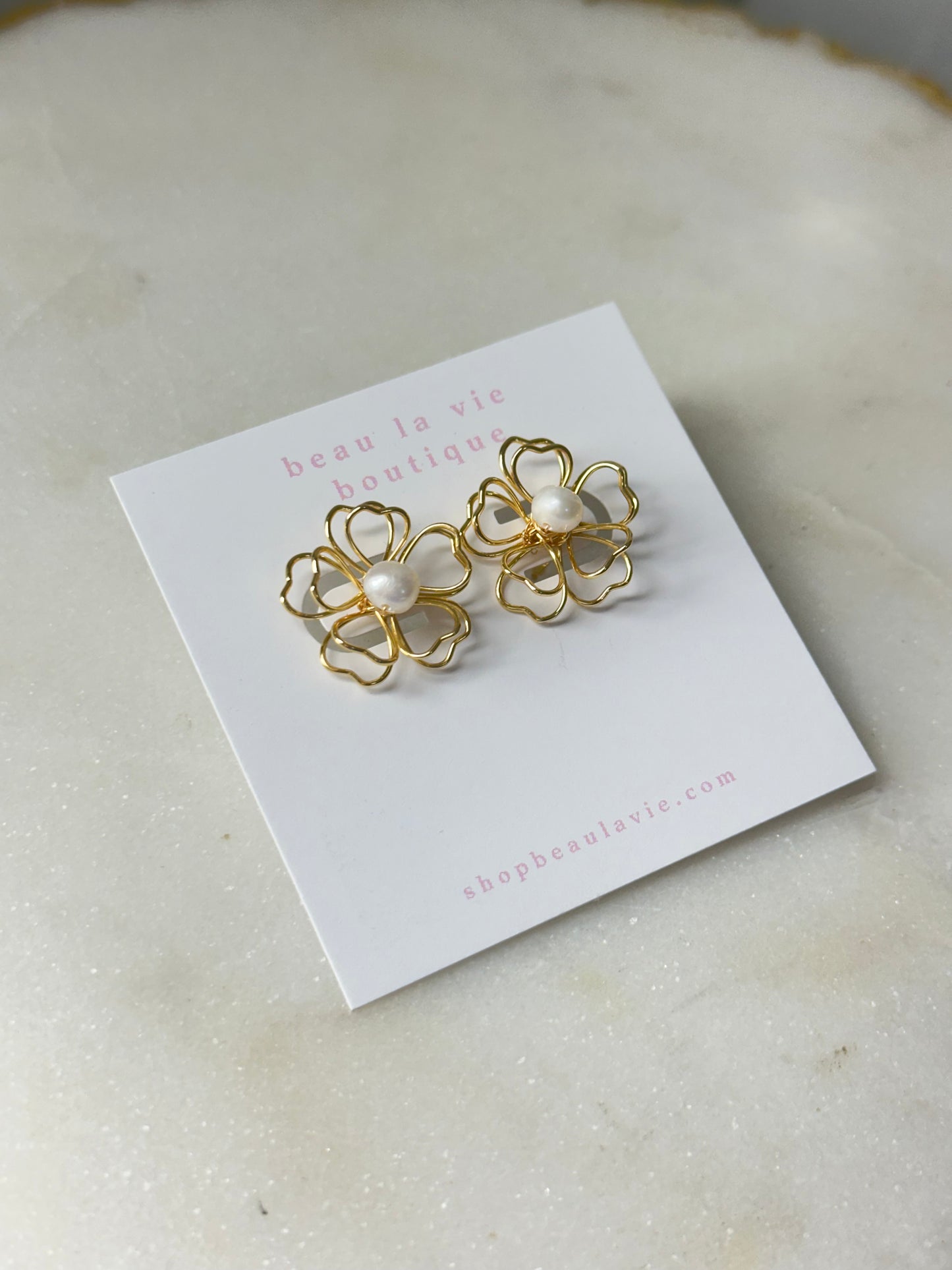 Heart Petal Pearl Earrings