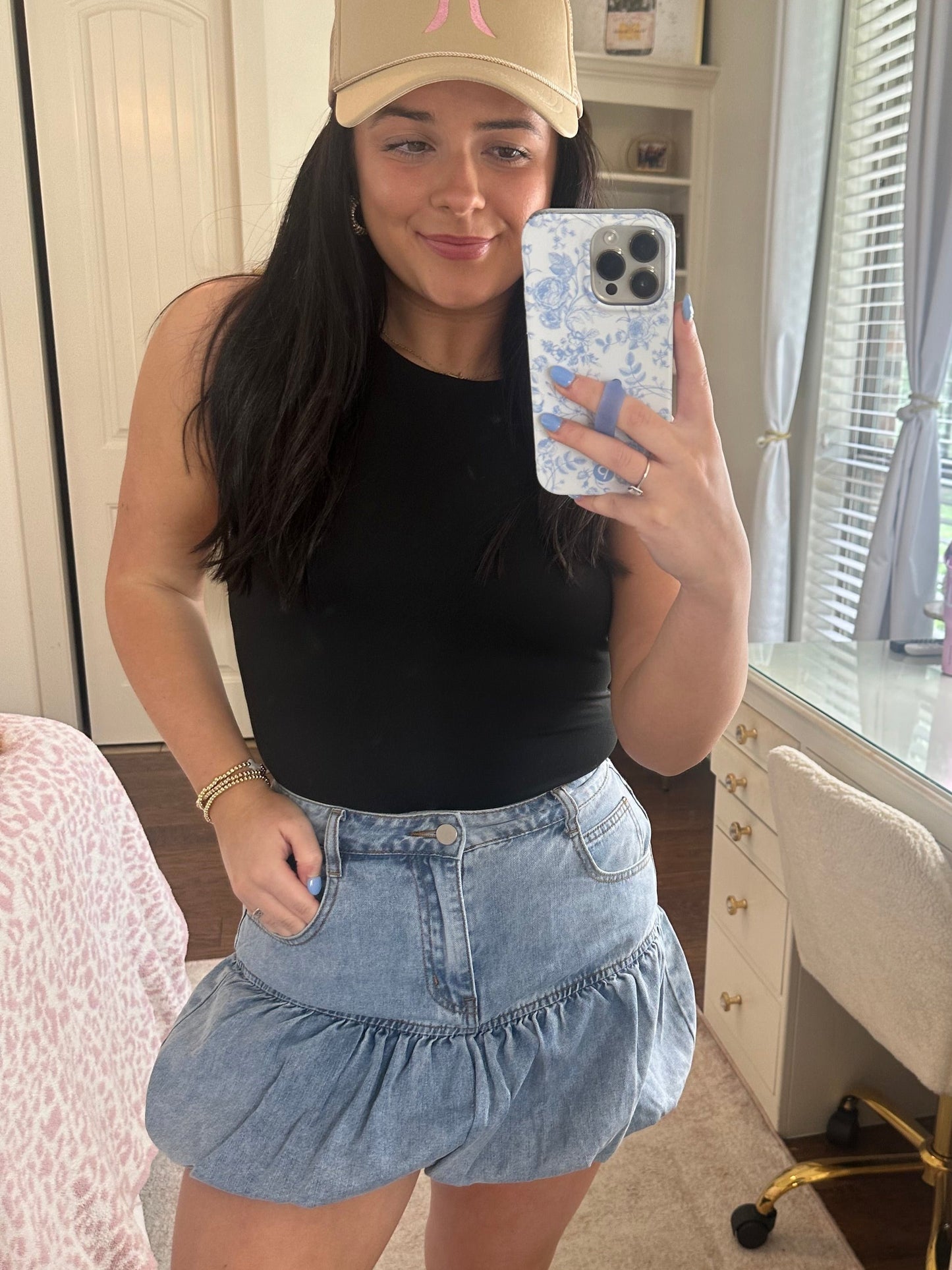 Denim Bubble Hem Skirt