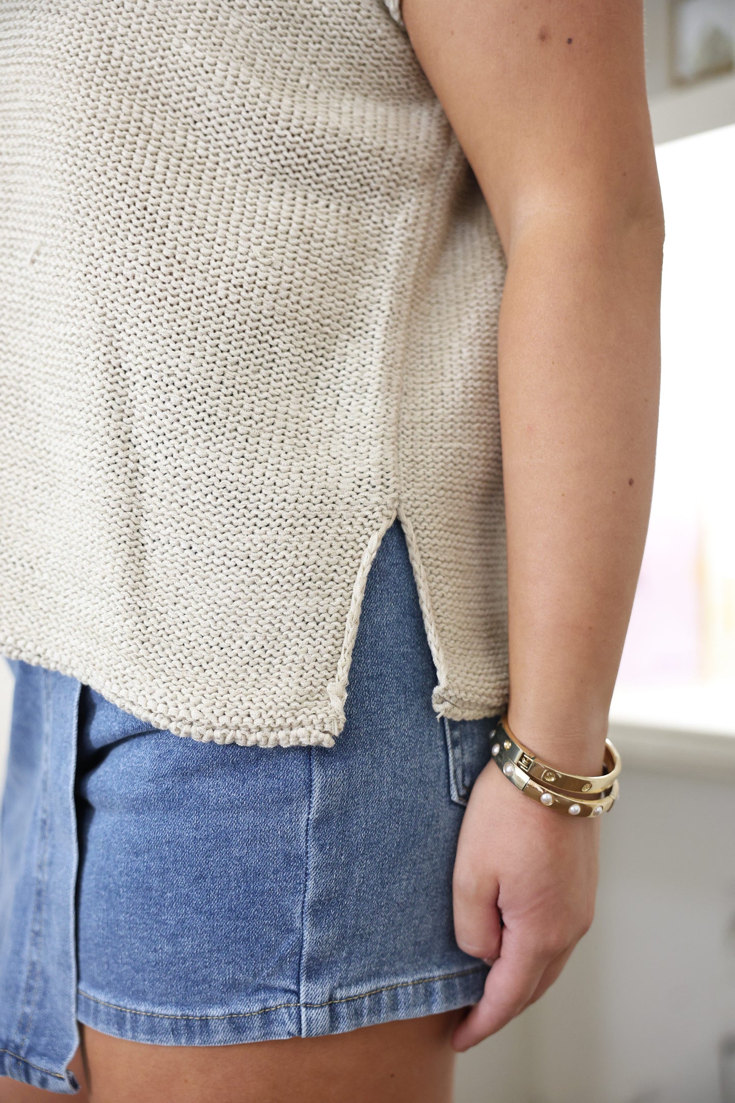 Lightweight Sand Beige Sweater Vest