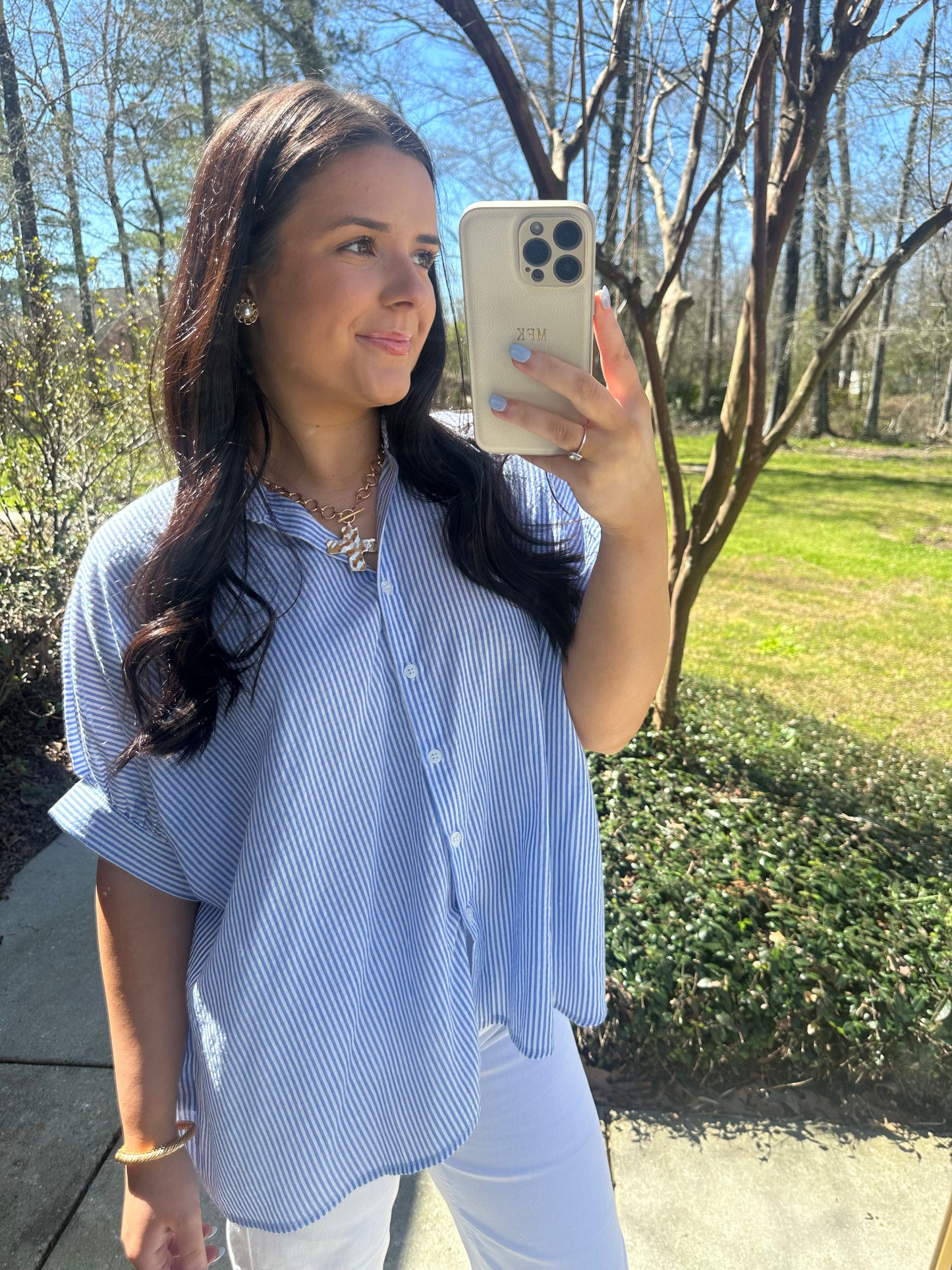Coastal Blue Striped Blouse