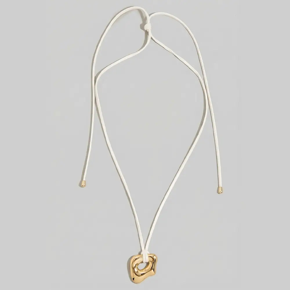 Abstract Gold Pendant Adjustable Cord Necklace