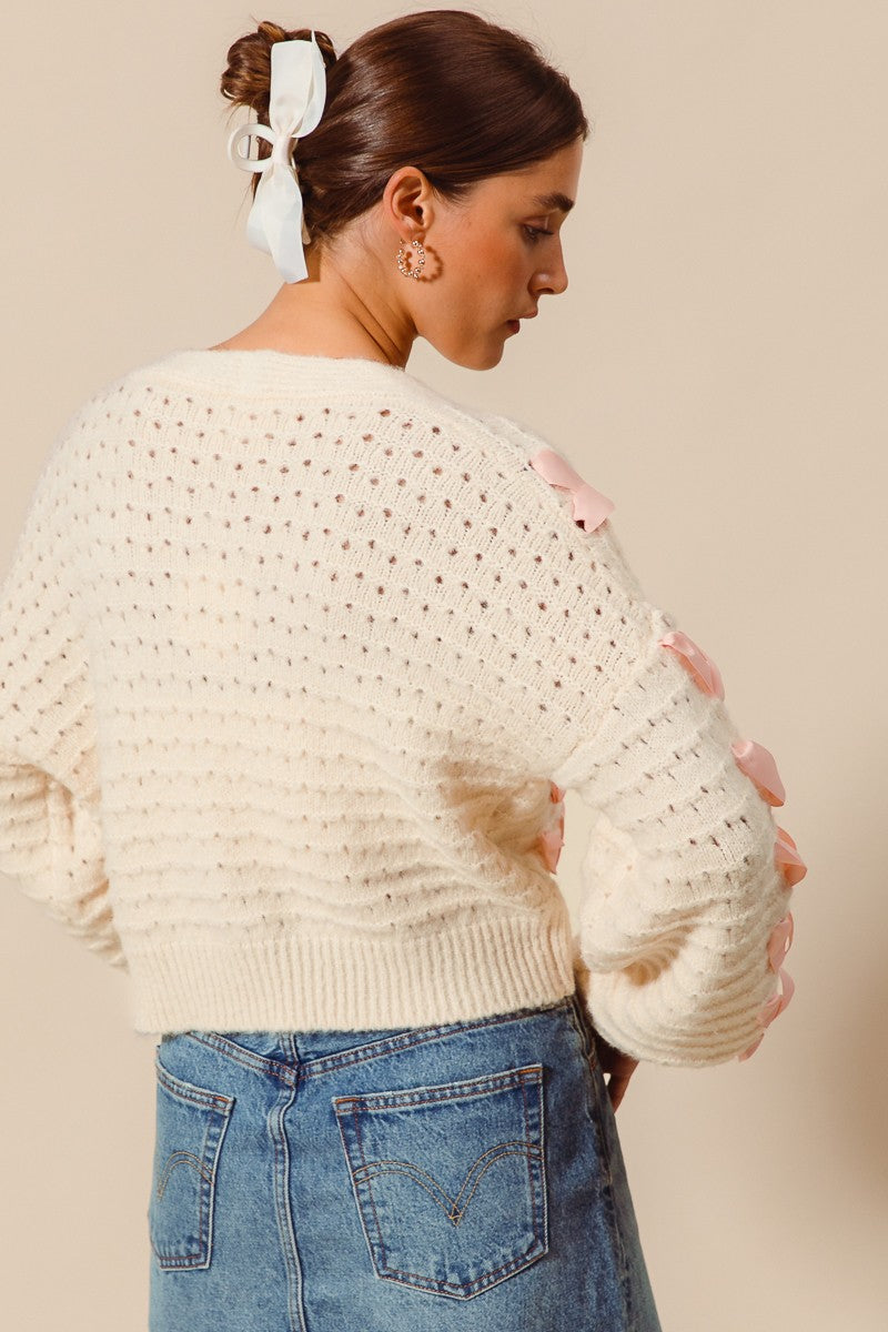 Wrapped In Ribbon Ivory Cardigan