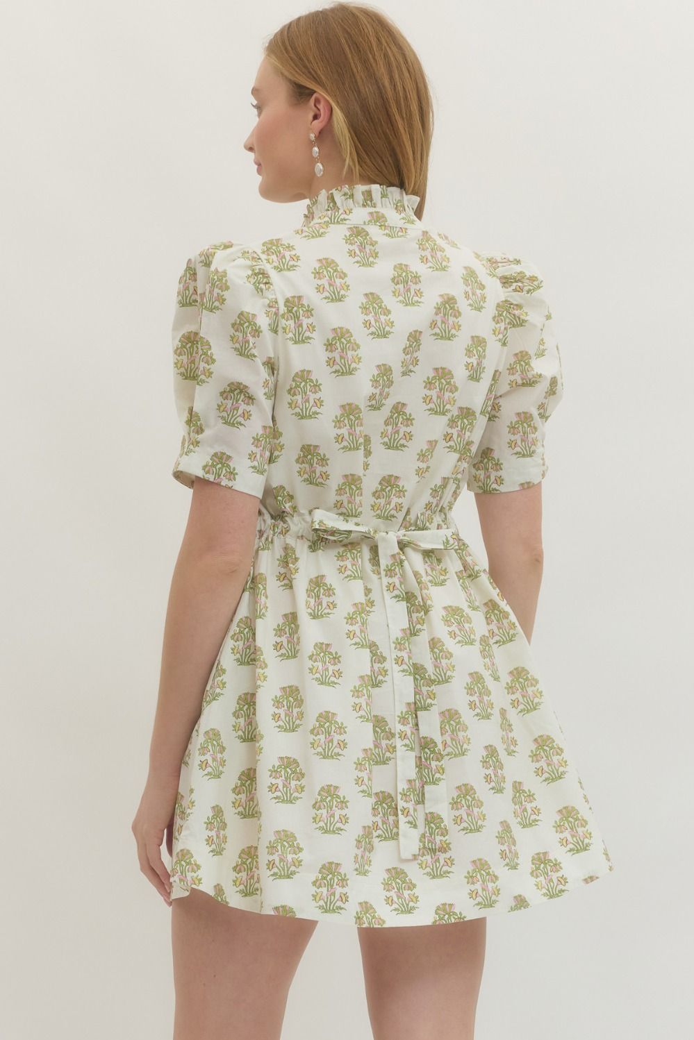 Cream Floral Print Dress