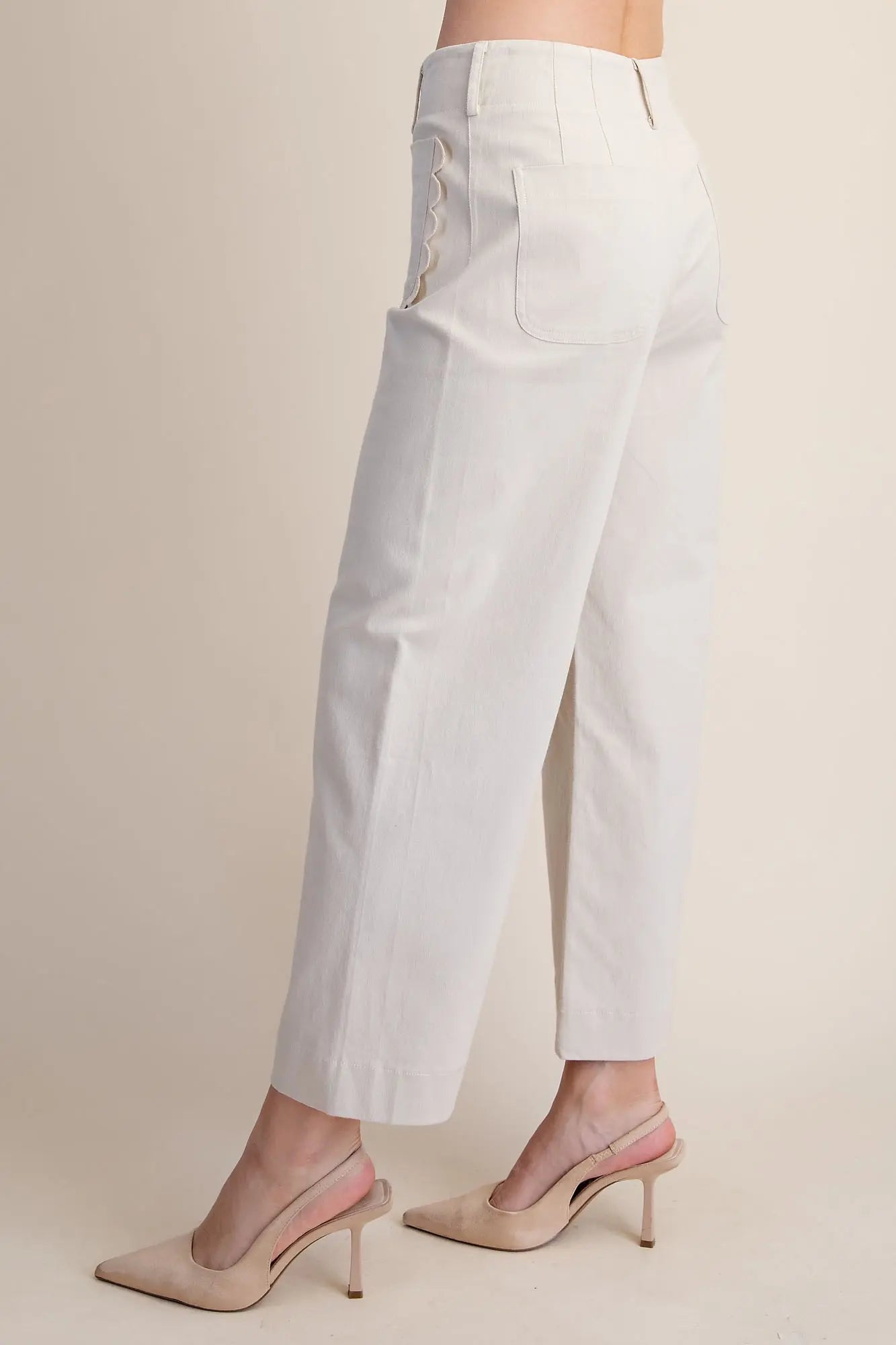 Colette Scallop Pocket Wide-Leg Pants