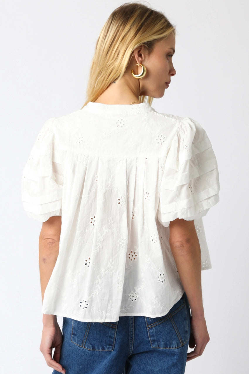 Eyelet White Bubble Top