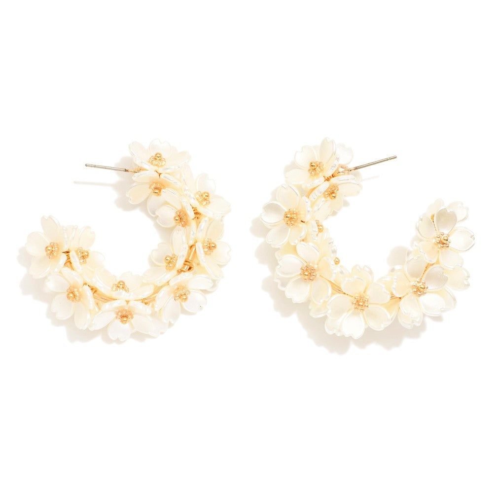 Pearl Flower Hoop Earrings