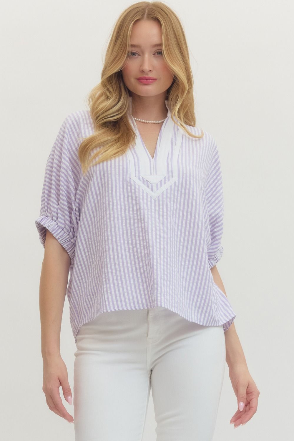 Lavender Striped Dolman Top