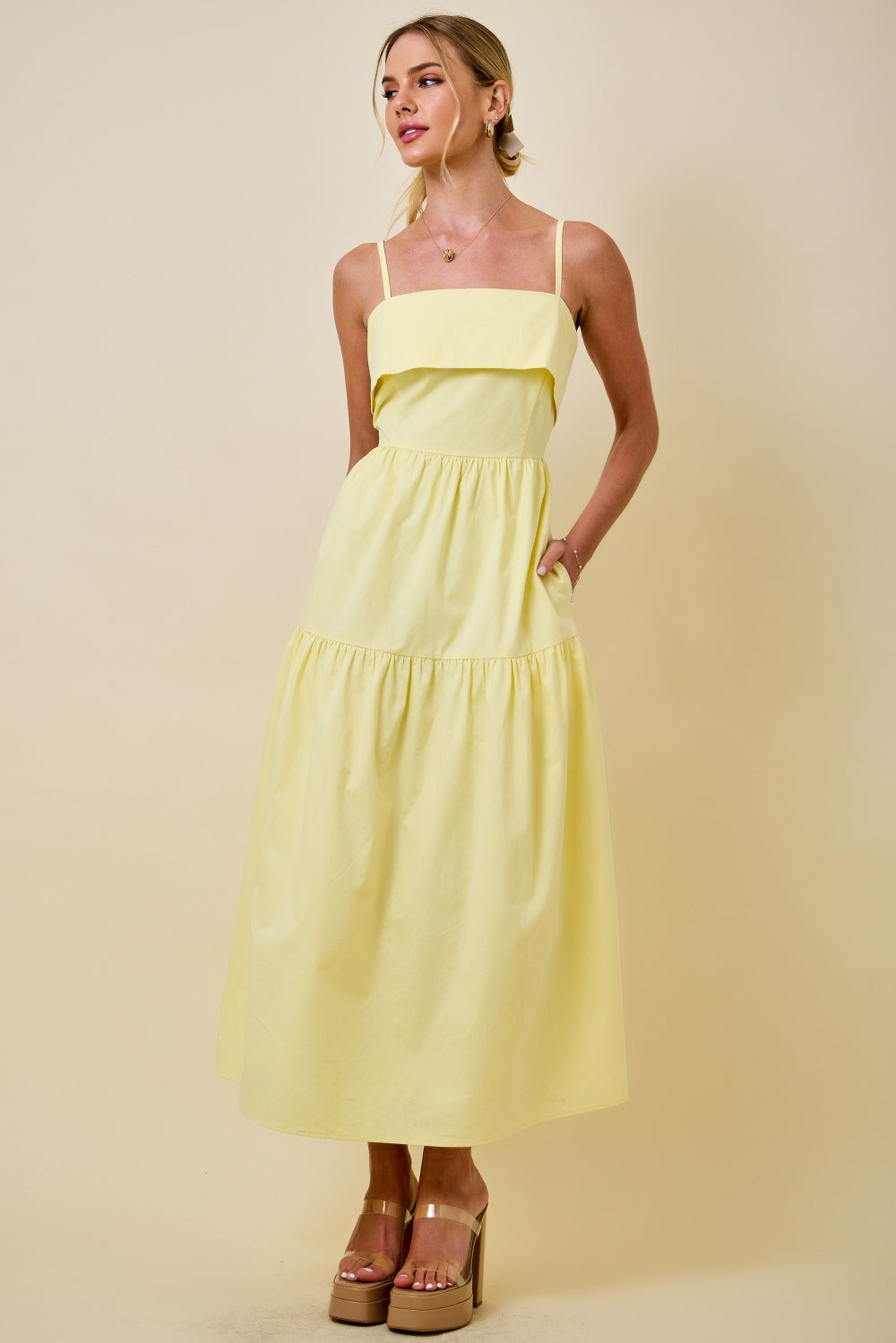 Lemon Drop Overlay Maxi Dress