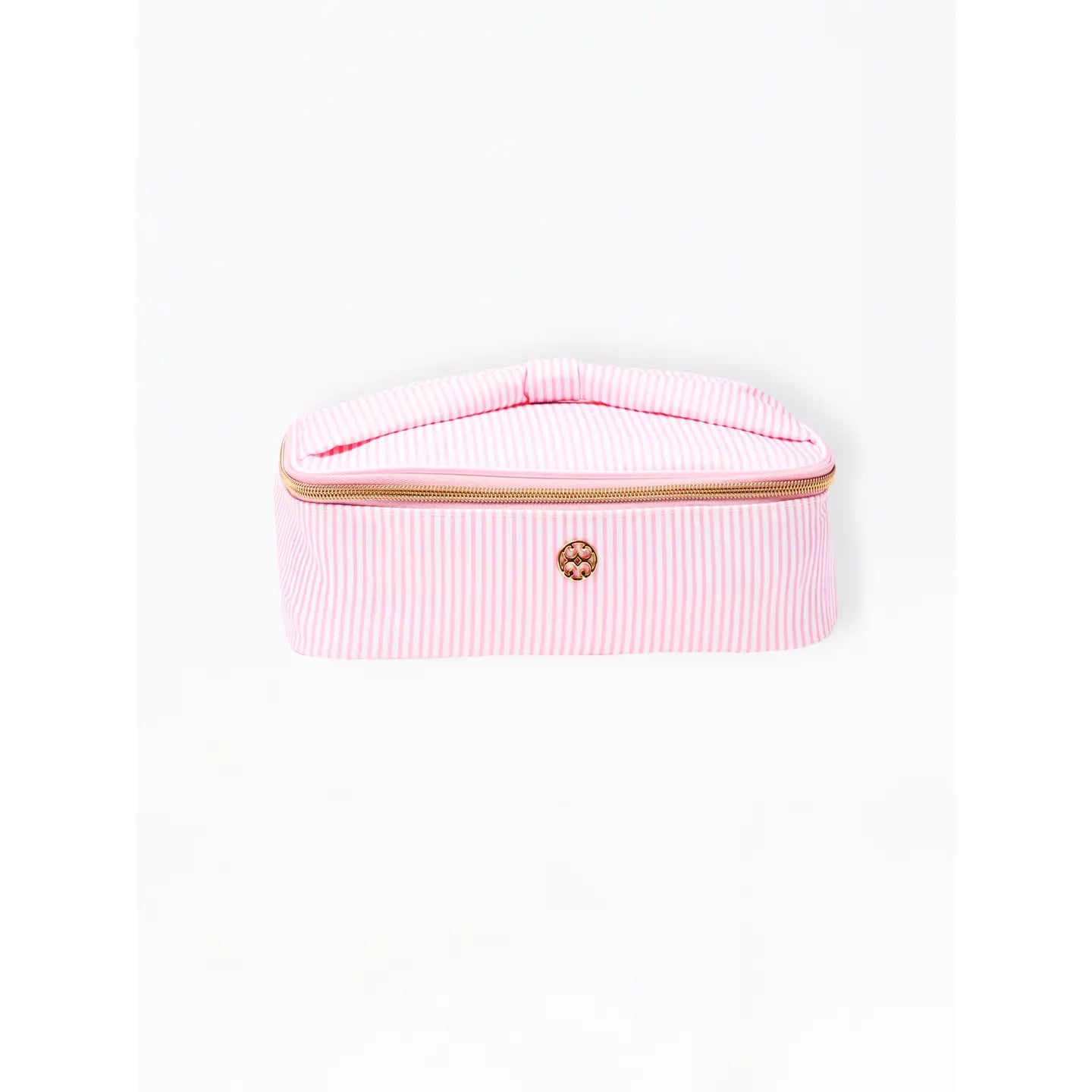 Pink Striped Makeup Bag