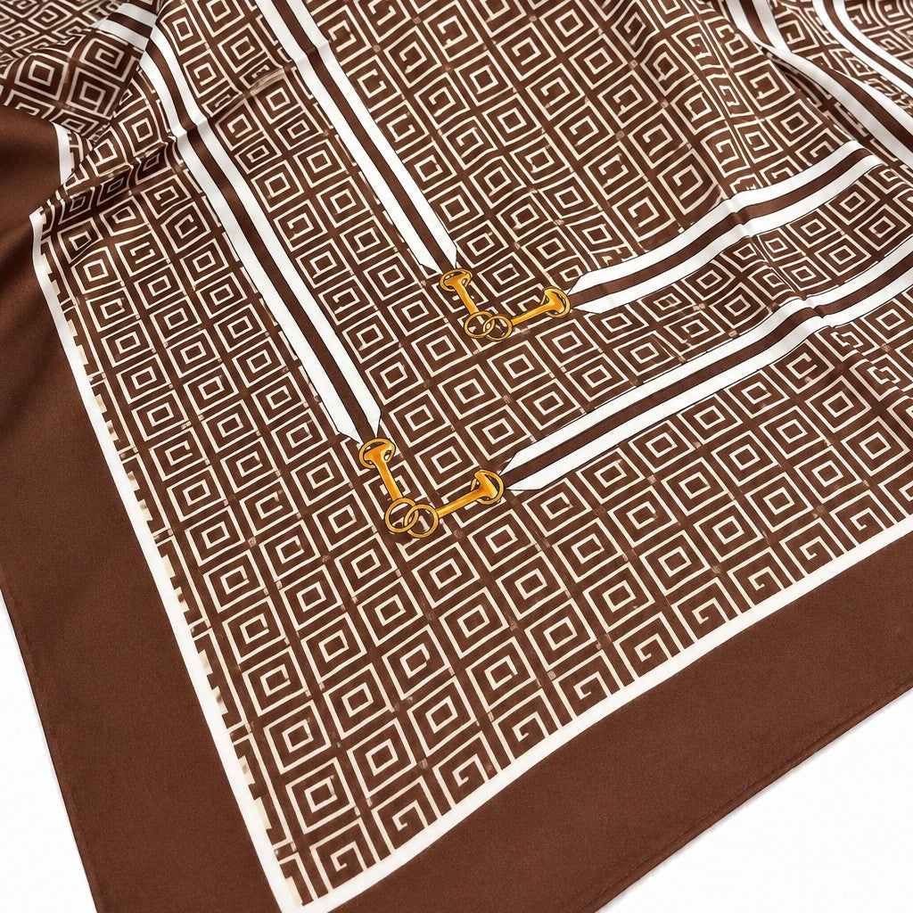 Geometric Print Silk Scarf