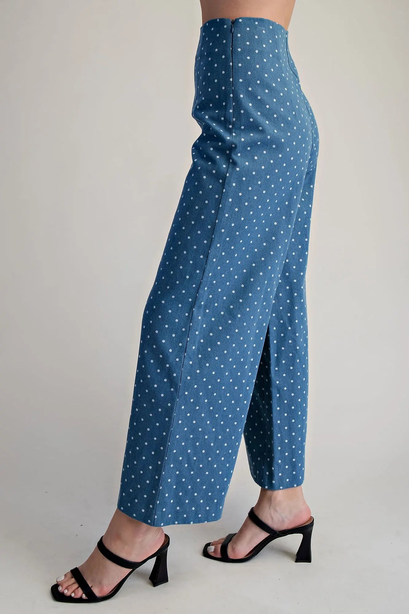 Denim Polka Dot High Waist Pants