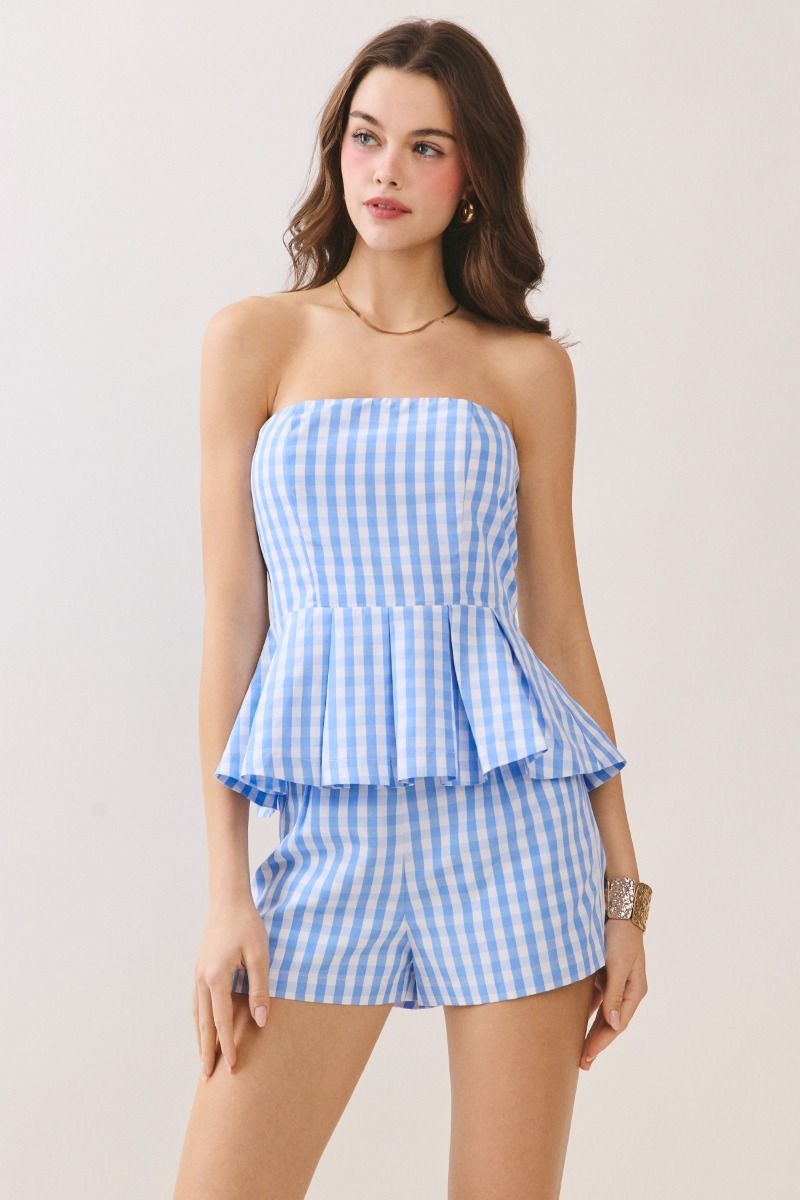 Blue Gingham Shorts