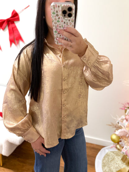 Golden Button Down Top