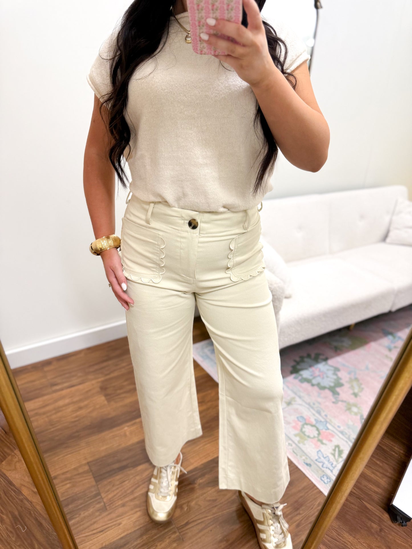 Colette Scallop Pocket Wide-Leg Pants