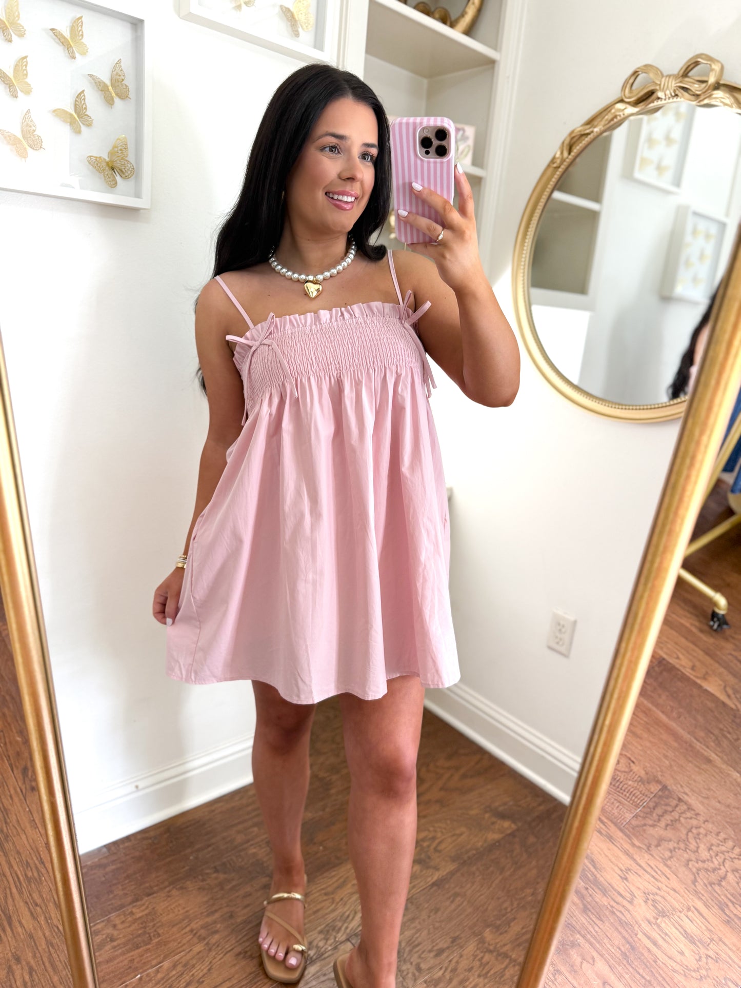 Smocked Pink Mini Dress