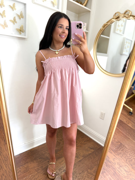 Smocked Pink Mini Dress
