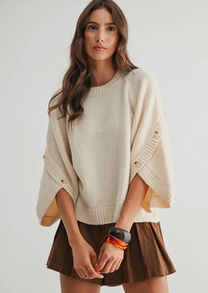 Cream Button Sweater