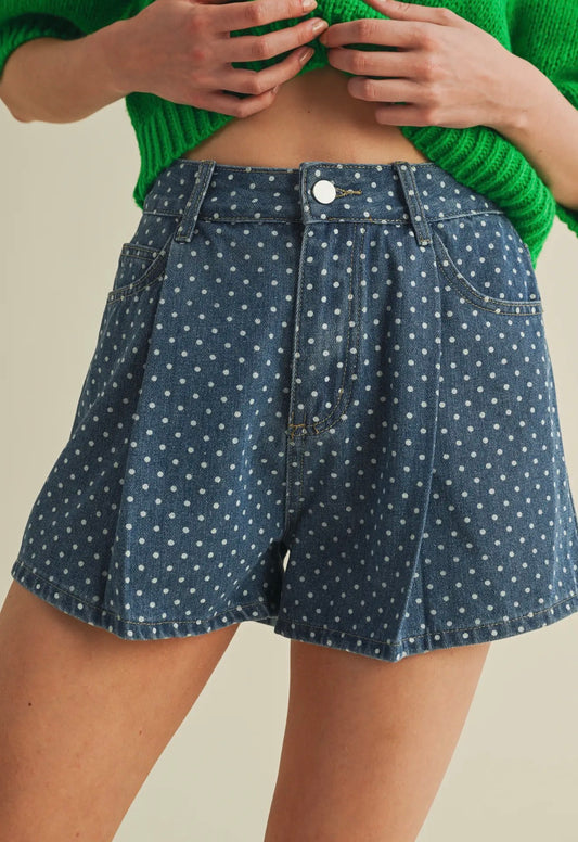 Denim Polka Dot Shorts