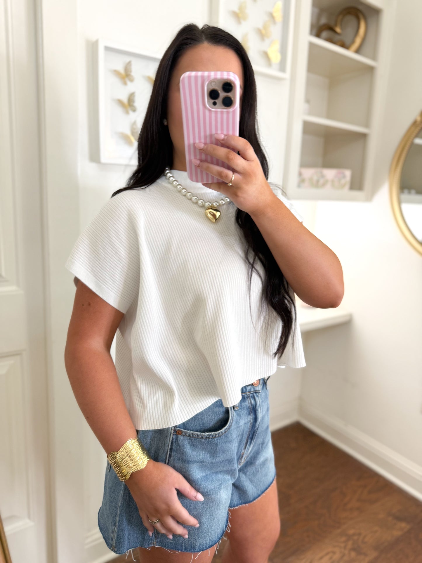 White Mock Neck Top