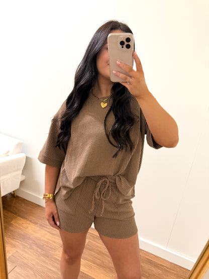 Espresso Ribbed Short Set