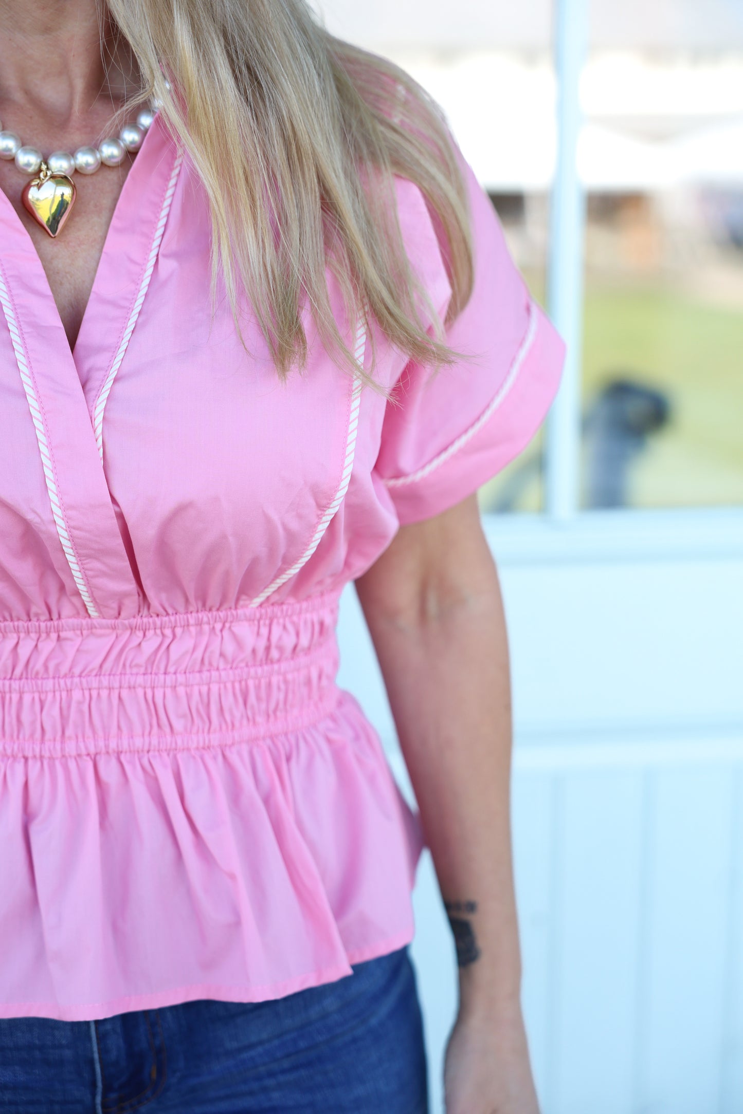 Pink Drop Shoulder Top