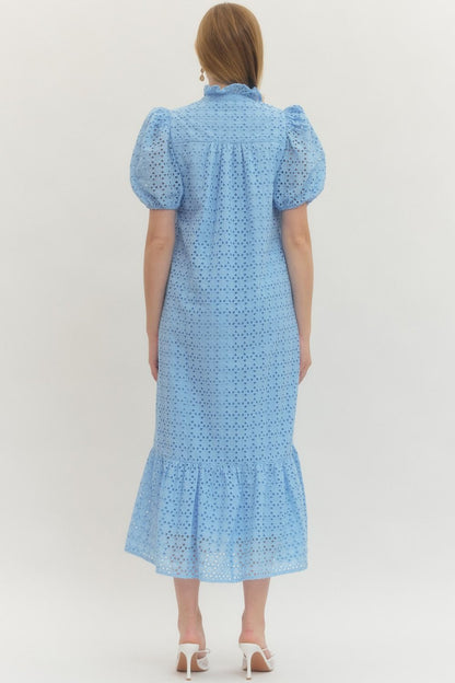 Blue Eyelet Maxi Dress